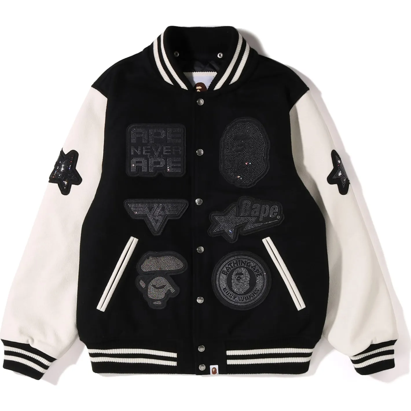 A BATHING APE® Shark Hooded Varsity Jacket
